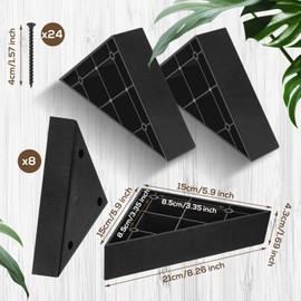 Couch Legs Replacement Plastic Triangle Corner Sofa Legs Black Couch Legs with Screws Chair Sofa Couch Feet Replacement Furniture Legs (4 Sets)