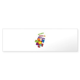 CafePress Peace Love Autism 10"x3" Rectangle Vinyl Bumper Sticker Car Decal
