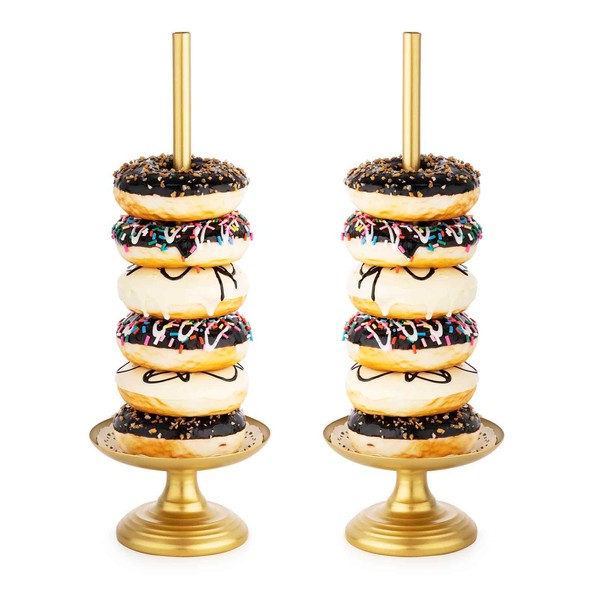 WOPARTY Donut Stand Metal 2 Pack, Gold Display Tower for