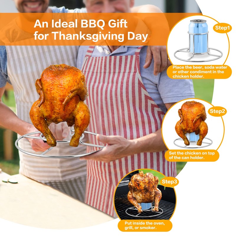 HaSteeL Beer Can Chicken Holder 1 Pack, Stainless Steel Chicken