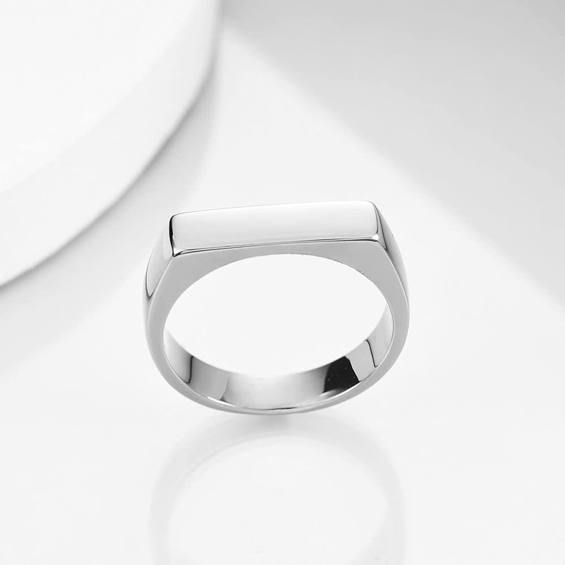 MYNENEY - Anillo de compromiso de boda de acero inoxidable