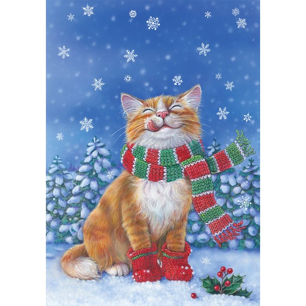 Toland Home Garden Kitten Mittens 12.5 x 18 Inch Decorative Cute Winter Snow Kitty Cat Scarf Garden Flag - 119376