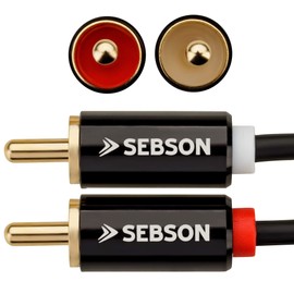 SEBSON RCA Audio Cable 10m, 2 male to 2 male RCA Plugs, RCA Phono Cable for Amplifier, Speakers, Soundbar, Home Cinema and HiFi Systems