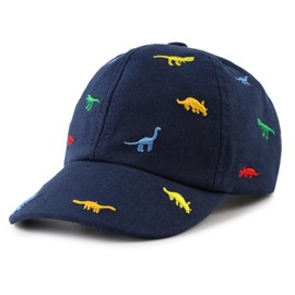 PESAAT Summer Baby Boy Baseball Hat Dinosaur Infant Visor Caps Cotton Toddler Boys Sun Hats (Navy Dinosaur, 46cm)