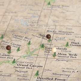 Conquest Maps National Parks Map with Pins Push Pin Travel Map Cork Board, Track Your Travels w/a Handmade Unique Canvas Pinable Map (24" x 16", Rustic Vintage)