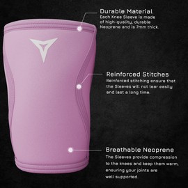 BREAKING LIMITS Pink Knee Sleeves Weightlifting Women - Gym Knee Sleeves for Women - 7MM Knee Wraps for Squats, Lifting & Powerlifting (S)