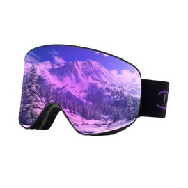 KOLKOL Ski/Snowboard Goggles for Men Women, OTG Snow Goggles Anti Fog 100% UV Protection (A3-REVO Purplelens Vlt20%)