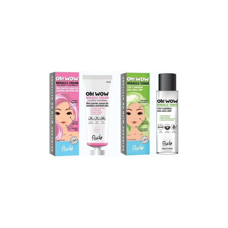 Kit Rude Miracle Glow Tónico & Miracle Cream Hidratante