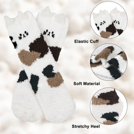 Loritta 5 Pairs Womens Fuzzy Socks Cozy Soft Fluffy Cute Cat Animal Winter Warm Slipper Socks Christmas Stocking Stuffers, G-Fashion Design