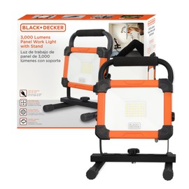 BLACK+DECKER LED Work Light, 3000 Lumens LED Panel Flood Light, IP65 Waterproof, Shock Resistant, 120° Beam Angle, ETL Certified, Pivoting H-Stand, Tripod Compatible, Compact & Portable, 120V Plug