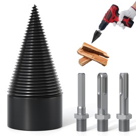 APIOLO Wood Splitter Drill Bit-3 Drilling Handles, Log Splitter Drill with 45MM Cones for Heavy Duty Detachable, Firewood Drill Bit Set Suitable for Family Heating, Camping, Woodworking