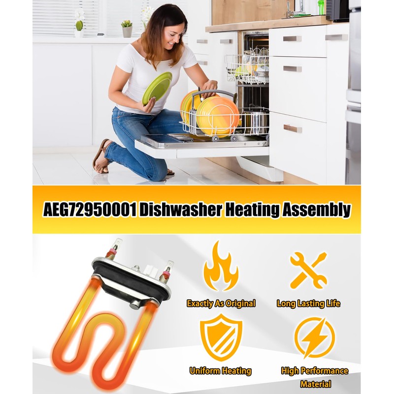 AEG72950001 Dishwasher Heater Assembly Compatible with LG Dishwasher,Replace 2657686,PS7788065 etc