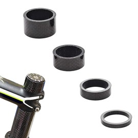 CCUCKY Ahead Bicycle Stem Carbon Spacer for 1 1/8 Inch MTB, Road Bikes, 4 Sizes, 5/10/15/20 mm Pack of 4