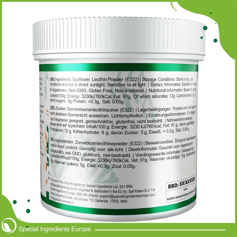 Sunflower Lecithin Powder 500 g Highest Quality GMO Free (German