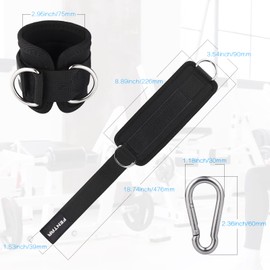 Fentar 2 Pcs Adjustable Ankle Straps for Cable Machine, Comfortable Gym Ankle Strap, Double D-Ring Ankle Cuff Straps, Cable Ankle Strap, Fitness Ankle Cuff for Leg Exercise Cable Attachment