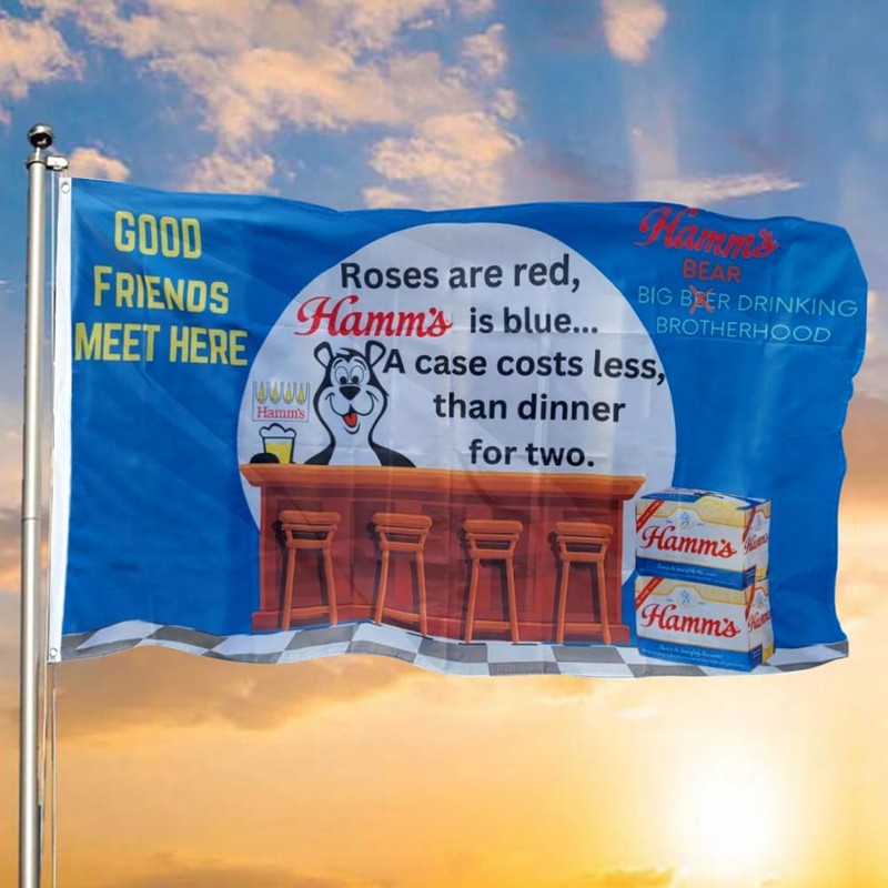 Cayyon Good Friends Meet Here Hamms Beer Flag Banner 3x5Feet