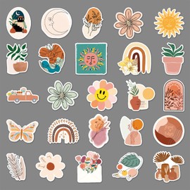 Boho Stickers 100 Pcs Waterproof Minimalist Abstract Line Art Aesthetic Stickers for Laptop Skateboard Car Bike Luggage Water Bottle Phone Computer,Vinyl Cute Boho Stickers for Teens Adults Kids