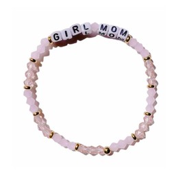 Jgrprlq Girl Mom Bracelet Beaded Pink Mother's Day Gifts for Women Mom Gifts for New Girl Mama Beads Bracelet
