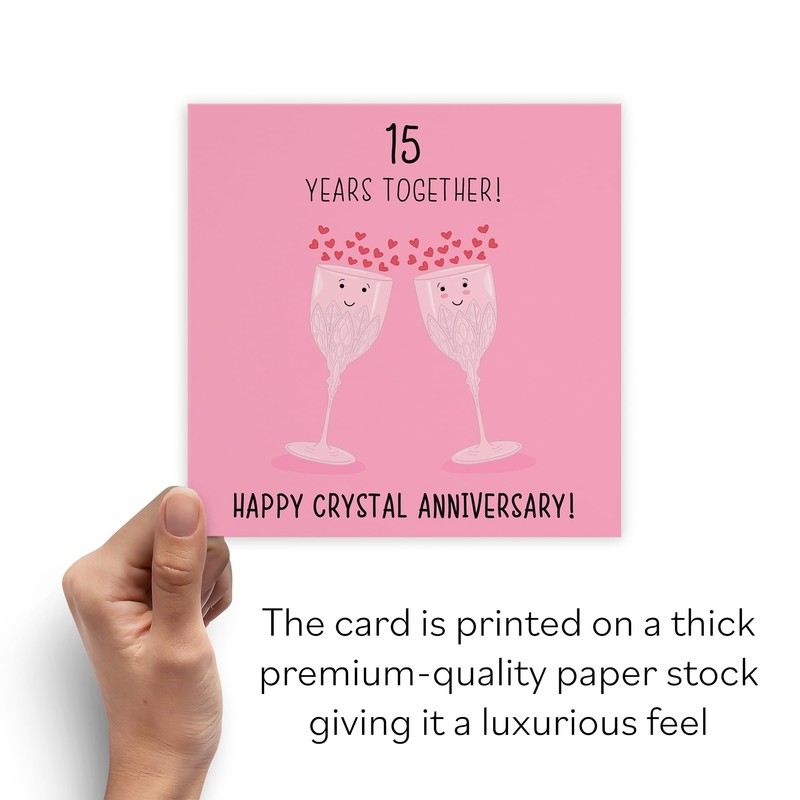 Hunts England - 15th Wedding Anniversary Card - Crystal Anniversary