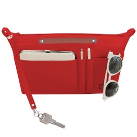 Soyizom Purse Organiser Insert Bag Organiser for Handbags Insert Tote, Felt Purse Organiser with Keychain Bag in Bag Fits for Neverfull Speedy Alma ONTHEGO Book Tote and More (Red,Medium)