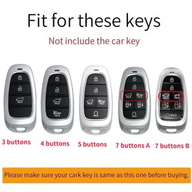 ontto Car Key Case Suitable for Hyundai Santa Fe Tucson Nexo NX4 Ioniq 5 Atos Prime Solaris 2021-2023 ABS Protective Key Case Key Case Key Case Accessories 3 Buttons Black