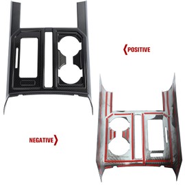 Linskip Gear Shift Panel Cover Trim Compatible with 2015 2016 2017 2018 2019 2020 Ford F150 Accessories, Cup Holder Decor Cover for F-150 Interior Accessories(Black Carbon, A)