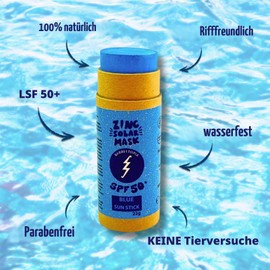 Barreltopia Surf Stick Sun Cream Face 50+ Zinc Blue Colouring Pencils - Sun Cream Face SPF 50 - Sunscreen Waterproof Eco Natural