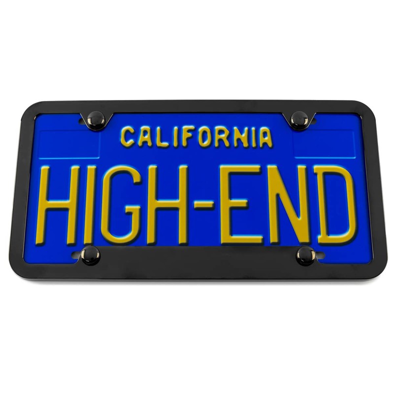 Black Chrome License Plate Frame, Comes with Chrome Screw Covers