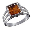 HolidayGiftShops Sterling Silver and Baltic Honey Amber Flat Square Adult
