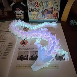 3D Printed Luminous Dragon Statue, 1/3 Counts Creative Desktop Decoration, Home Decor Ornament for Living Room Bedroom Office, Birthday Gift - Color: Luminous Blue - 1 Count, Size: one-size