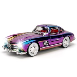LOVEPOSELY 1/24 300SL Diecast Car Model Toy, Collectible 300SL Vintage Car with Sound and Light, Zinc Alloy Pull Back Toy Vehicle for Adult Boys Girls (Purple)