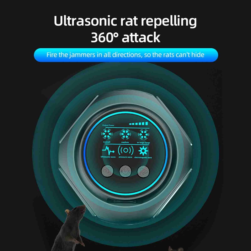 4 in 1 Rodent Deterrent 360 Degree 5KHz-45KHz Ultrasonic Rodent