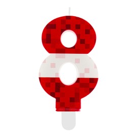 Geburtstagskerzen Zahlen 8,Rot Pixel Geburtstagskerzen Kerze,TNT Tortendeko Geburtstag, Cartoon Gaming Themen für Mädchen Jungen Kinder Geburtstagskerzen Torteparty Deko