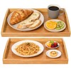 2 Pack Bamboo Serving Tray with Handles, Portable Bed Tray