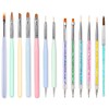 YGSHIWEI 13 x Nail Art Brushes, Nail Art Painting Polishing Brush Kit with Nail Extension & Builder & Nail Art Liner & Nail Stippling Pen Nail Design Accessories