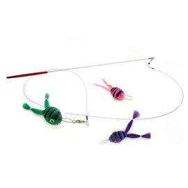 Kat Fly Cat Toy Teaser Frog - 3 Pk Cat Wand Refill Teaser attachments (assortd with Wand)