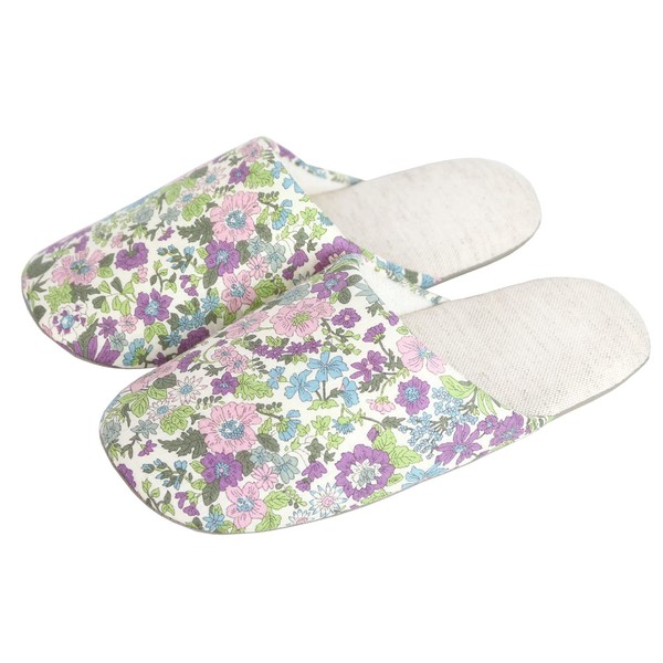 DDintex Flanders Linen Slippers Emily Green 9.1 - 9.8 inches (23 - 25 cm) [Using Liberty Print]