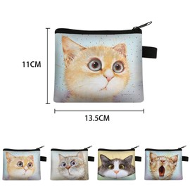 Xinlon Pack of 4 Mini Purse, Children's Mini Purse, Cat Coin Bag, Children's Small Purse, Portable Mini Purse for Coins, Lipstick, Credit Card, Headphones, Keys, multi-coloured, Cat