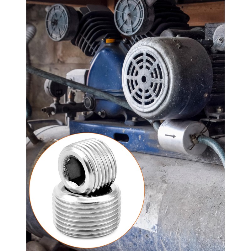 QWORK 304 Stainless Steel Pipe Fitting Kit Hex Countersunk Plug