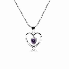 Cherished Moments Girl's Sterling Silver "Dancing Heart" February Simulated Birthstone Necklace