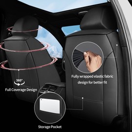 Kaomim Car Seat Covers Compatible with Mazda CX-5 2013-2025. Waterproof & Breathable Leather. Compatible with Airbag & Easy to Install. All - Weather Seat Cushion Protector(Full Set, Black)