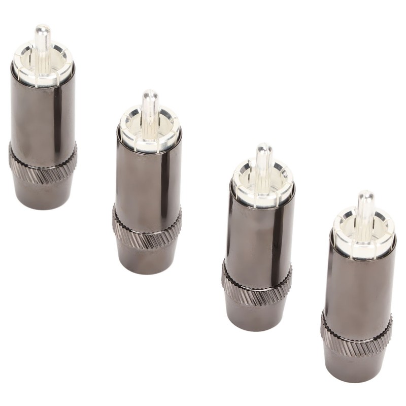 4pcs RCA Sound Plug Silver Plated RCA Male Plug Connector