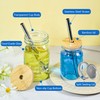 Icesip 32oz Glass Mason Cup with Bamboo Lids, 2Pack Wide