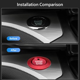 Dargoose for Ford Explorer Accessories Push Start Button Cover 2024 2023 2022 2021 2020 Aluminum Alloy Knob Trim Red 2 Pcs