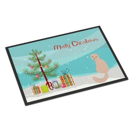 Caroline's Treasures CK4789MAT Scottish Fold Cat Merry Christmas Doormat 18x27 Front Door Mat Indoor Outdoor Rugs for Entryway, Non Slip Washable Low Pile, 18H X 27W