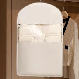 Space Saver Hanging Garment Bag,Garment Bag for Suit,Dust-Proof Transparent Protector Organizer Case Self-compression for Down Jacket Wedding Closet Airplane Storage Moving