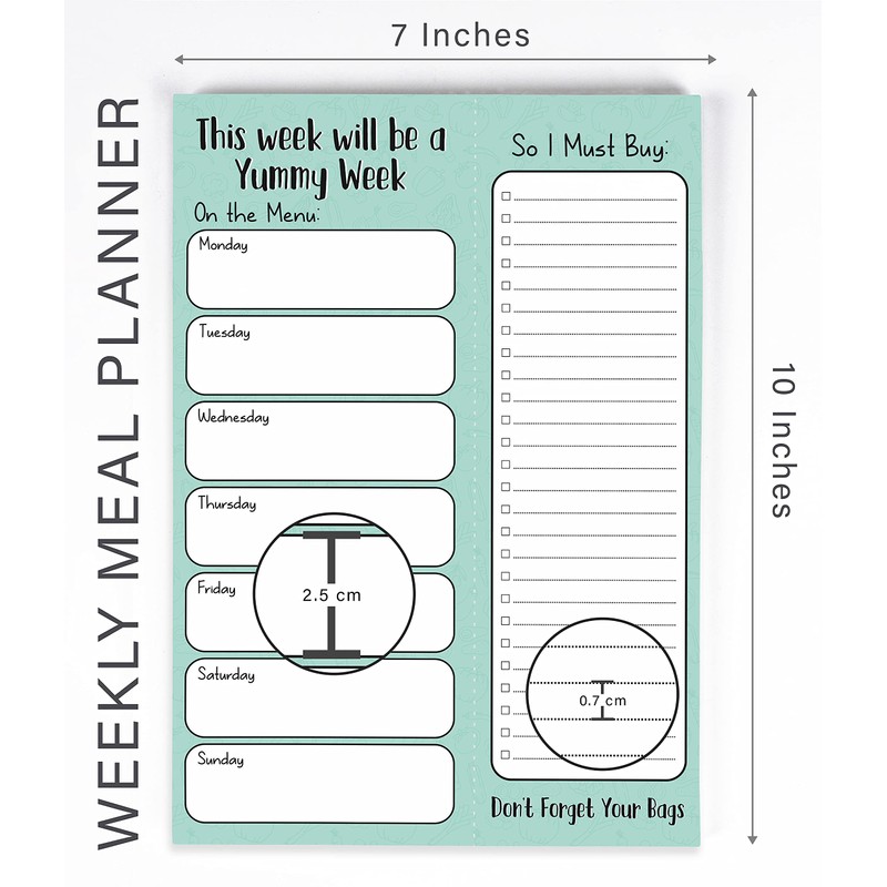 Inkdotpot Weekly Meal Planner Notepad 7"x10”, "This Week Will Be