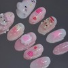 Strawberry Cozy Cat's Homemade Nail Tips - Long Ballerina /