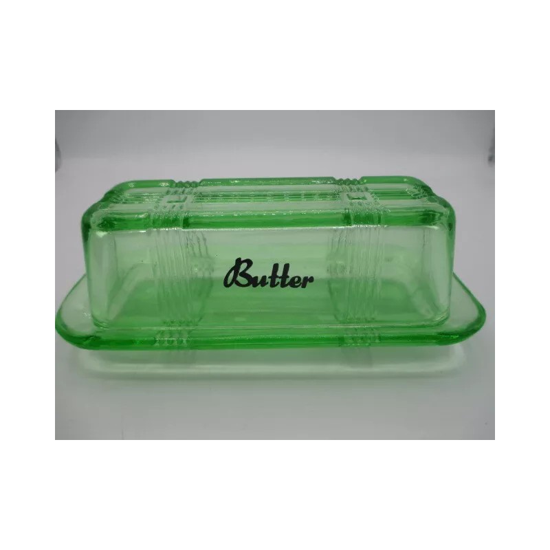 Rhyne and Son Butter Dish Retro Depression Style Apple Glass