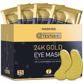 24k Gold Under Eye Patches (50 Pairs), eye mask, Collagen Skin Care Products, Eye Patches for Puffy Eyes, eye masks for dark circles and puffiness - pack size: pack of 50